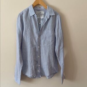 Frank and Eileen Linen Red Polka Dot Button Down Shirt Size S